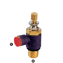 581-05-02 Adaptall Carbon Steel -05 90 deg. Polytube Push to Connect Metering in Valve x -02 Male BSPT Adapter