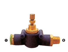 582-04-04 Adaptall Carbon Steel -04 Straight Polytube Push to Connect Flow Control Valve x -04 Male BSPT Adapter