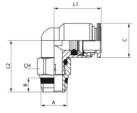60111X-6-1/8 by AIGNEP | 60/62 Series | Swivel | 6mm Tube x 1/8" Swift-Fit Male | 90° Elbow | Stainless Steel