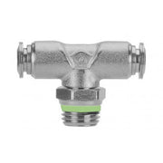 60210-06-06 AIGNEP | 60/62 Series | Stainless Steel Swivel Branch Tee | 3/8" Tube Push Connect x 3/8" Male Swift-Fit Universal Thread | FKM Seal