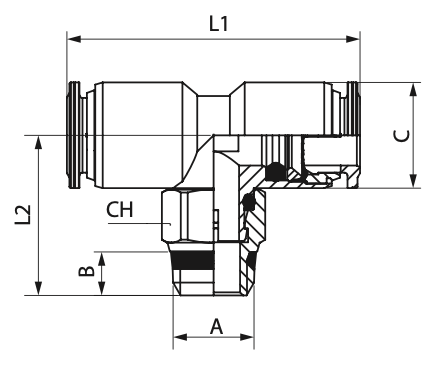60211X-10-1/4 by AIGNEP | 60/62 Series | Swivel Branch | 10mm Tube x 1/4" Swift-Fit Male | Tee | Stainless Steel