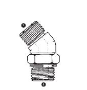 6058-04-02 Adaptall Carbon Steel 45 deg. -04 Male ORFS x -02 Male BSPP Adj. Elbow