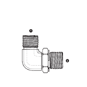 6069-10-22 Adaptall Carbon Steel 90° -10 Male ORFS x 22mm Male Metric Adj Elbow