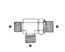 6158-06-06-06 Adaptall Carbon Steel -06 Male ORFS x -06 Male ORFS x -06 Male BSPP Adj. Run Tee Adapter