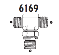 6169-04-04-10 Adaptall Carbon Steel -04 Male ORFS x -04 Male ORFS x 10mm Male Metric Adj. Branch Tee Adapter