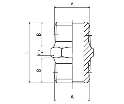 62000-1/2 by AIGNEP | 60/62 Series | Hex Nipple | 1/2" BSPT Male x 1/2" BSPT Male