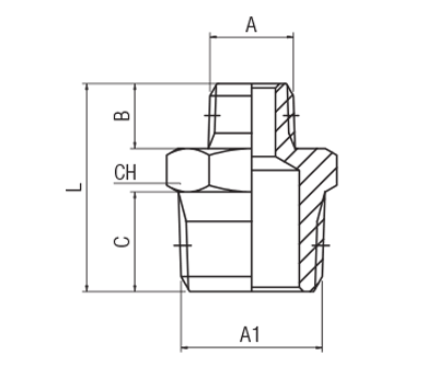 62020-3/8"-1/2 by AIGNEP | 60/62 Series | Reducing Nipple | Taper | 3/8" BSPT Male x 1/2" BSPT Male | Stainless Steel