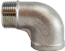 62165 (62-165) Midland 150# Stainless Steel Fitting - 90° Street Elbow - 1" Male NPT x 1" Female NPT - 304 Stainless Steel