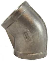 62180 (62-180) Midland 150# Stainless Steel Fitting - 45° Elbow - 1/8" Female NPT x 1/8" Female NPT - 304 Stainless Steel