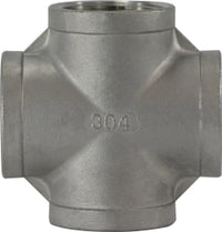 62394 (62-394) Midland 150# Stainless Steel Fitting - Cross - 3/4" Female NPT - 304 Stainless Steel