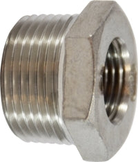 62524 (62-524) Midland 150# Stainless Steel Fitting - Hex Bushing - 1-1/2" Male NPT x 1-1/4" Female NPT - 304 Stainless Steel