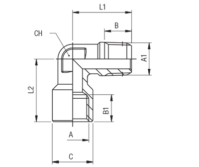 62520-3/8 by AIGNEP | 60/62 Series | 3/8" BSPP Female x 3/8" BSPT Male | 90° Elbow