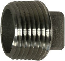 62658 (62-658) Midland 150# Stainless Steel Fitting - Cored Square Head Plug - 2" Male NPT - 304 Stainless Steel