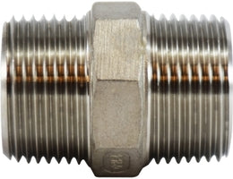 62721 (62-721) Midland 150# Stainless Steel Fitting - Hex Nipple - 1/4" Male NPT x 1/4" Male NPT - 304 Stainless Steel