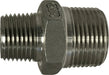 62748 (62-748) Midland 150# Stainless Steel Fitting - Reducing Hex Nipple - 3/4" Male NPT x 3/8" Male NPT - 304 Stainless Steel