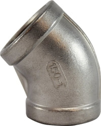 63188 (63-188) Midland 150# Stainless Steel Fitting - 45° Elbow - 2" Female NPT x 2" Female NPT - 316 Stainless Steel