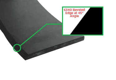 6340-1608 by Jason Industrial | 6340 Series | Beveled Edge | 1/2" Gauge | 8" Width | SBR Skirtboard Rubber | 50ft