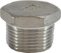 63632 (63-632) Midland 150# Stainless Steel Fitting - Cored Hex Head Plug - 3/8" Male NPT - 316 Stainless Steel