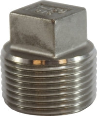 63670 (63-670) Midland 150# Stainless Steel Fitting - Cored Square Head Plug - 1/8" Male NPT - 316 Stainless Steel