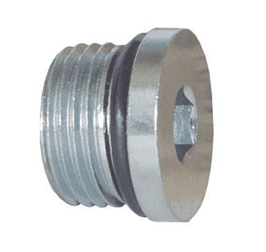 6408HHP-4 Dixon Zinc Plated Steel Hollow Hex O-Ring Plug - 7/16"-20 Male SAE O-Ring Boss Thread