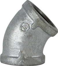 64182 (64-182) Midland Malleable Iron #150 Fitting - 45° Elbow - 3/8" Female NPT x 3/8" Female NPT - Galvanized Iron