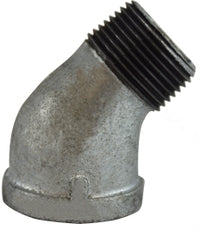 64202 (64-202) Midland Malleable Iron #150 Fitting - 45° Street Elbow - 3/8" Female NPT x 3/8" Male NPT - Galvanized Iron