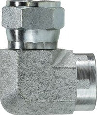 650364 Midland Hydraulic JIC Swivel to Female Pipe 90° Elbow - 9/16-18 Female JIC 37° Flare x 1/4" Female Pipe - Steel