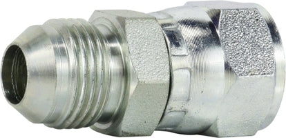 650444 (6504-4-4) Midland Hydraulic JIC Swivel Connector - 7/16-20 Male JIC 37° Flare x 7/16-20 Female JIC 37° Flare - Steel