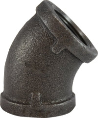 65183 (65-183) Midland Malleable Iron #150 Fitting - 45° Elbow - 1/2" Female NPT x 1/2" Female NPT - Black Iron