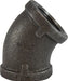 65183 (65-183) Midland Malleable Iron #150 Fitting - 45° Elbow - 1/2" Female NPT x 1/2" Female NPT - Black Iron