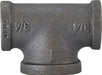 65280 (65-280) Midland Malleable Iron #150 Fitting - Bullhead Tee - 1/2" Female NPT x 1/2" Female NPT x 3/4" Female NPT - Black Iron