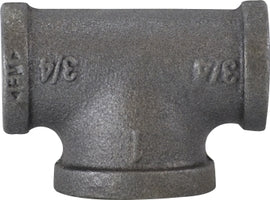 65289 (65-289) Midland Malleable Iron #150 Fitting - Bullhead Tee - 3/4" Female NPT x 3/4" Female NPT x 1" Female NPT - Black Iron