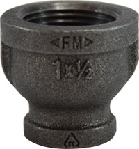 65452 (65-452) Midland Malleable Iron #150 Fitting - Reducing Coupling - 2" Female NPT x 1" Female NPT - Black Iron