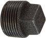 65650 (65-650) Midland Malleable Iron #150 Fitting - Square Head Plug - 1/8" Male NPT - Black Iron