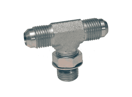 6803-6 Dixon Zinc Plated Steel 9/16"-18 (Two) Male SAE 37 deg. Flare x 9/16"-18 Male SAE O-Ring Boss Straight Thread Branch Tee