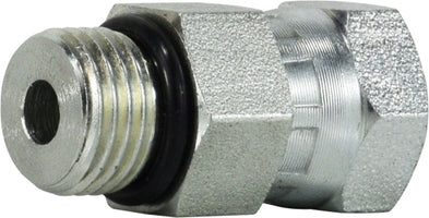 6900O1212 (6900-O-12-12) Midland Hydraulic Male O-Ring Swivel Adapter - 1-1/16-12 Male O-Ring Boss x 3/4" Female NPSM - Steel