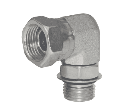 6901-12-8 Dixon Zinc Plated Steel 90 deg. 1-1/16"-12 Male SAE O-Ring Boss x 1/2"-14 Female NPSM Swivel Nut