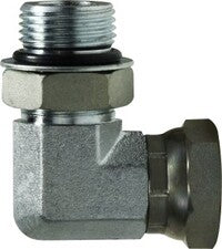 6901NWO44 (6901-NWO-4-4) Midland Hydraulic 90° O-Ring Swivel Adapter - 7/16-20 Male O-Ring Boss x 1/4" Female NPSM - Steel