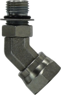 6902NWO64 (6902-NWO-6-4) Midland Hydraulic 45° O-Ring Swivel Adapter - 9/16-18 Male O-Ring Boss x 1/4" Female NPSM - Steel