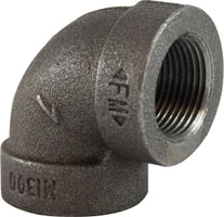 69107 (69-107) Midland Extra Heavy Malleable Iron 300# Fitting - 90° Elbow - 1-1/2" Female NPT x 1-1/2" Female NPT - Black Iron