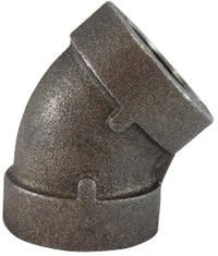 69185 (69-185) Midland Extra Heavy Malleable Iron 300# Fitting - 45° Elbow - 1" Female NPT x 1" Female NPT - Black Iron