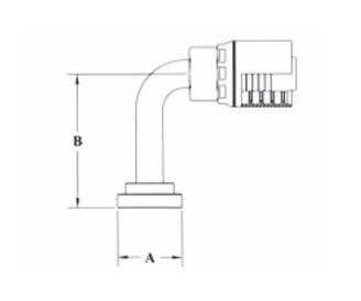 6GC54-12x16 Couplamatic Grip Crimp 6GC Series Coupling - Code 61 Split Flange - 90° Bend Long Drop - 3/4" Hose ID - 1" Flange Size