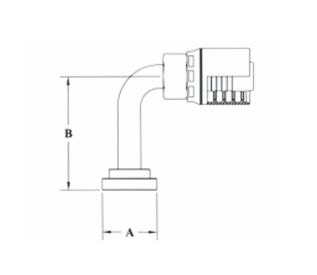 6GC63-12x16 Couplamatic Grip Crimp 6GC Series Coupling - Code 62 Split Flange - 90° Bend Long Drop - 3/4" Hose ID - 1" Flange Size