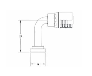 6GC83-12x16 Couplamatic Grip Crimp 6GC Series Coupling - Extra Heavy Duty Flange - 90° Bend Long Drop - 3/4" Hose ID - 1" Flange Size (for use on Caterpillar® Equipment)