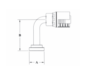 6GC83-12x12 Couplamatic Grip Crimp 6GC Series Coupling - Extra Heavy Duty Flange - 90° Bend Long Drop - 3/4" Hose ID - 3/4" Flange Size (for use on Caterpillar® Equipment)