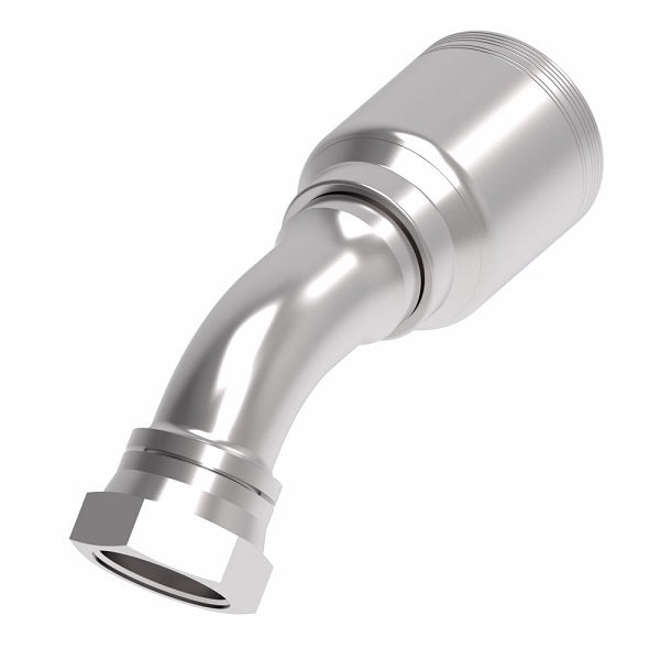 6SA24FJA24 Aeroquip by Danfoss | 6 Wire 6S Female JIC/37° Swivel 45° Elbow (FJA) Crimp Fitting | -24 Female JIC/37° Swivel x -24 Hose Barb | Steel