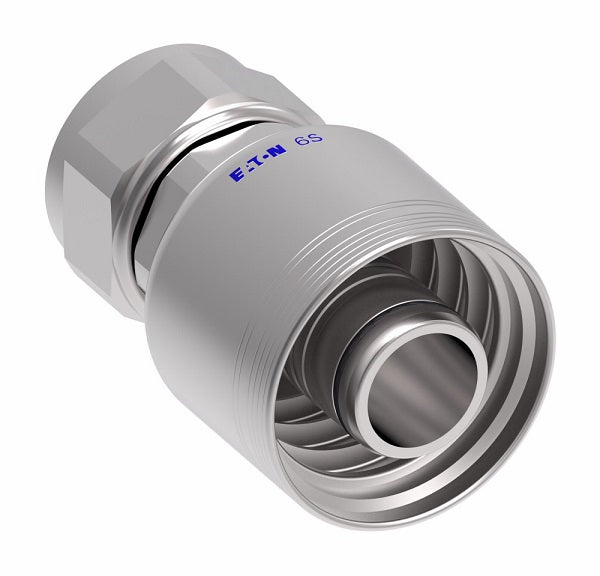 6SA24FJ20 Aeroquip by Danfoss | 6 Wire 6S Female JIC/37° Swivel (FJ) Crimp Fitting | -24 Female JIC/37° Swivel x -20 Hose Barb | Steel