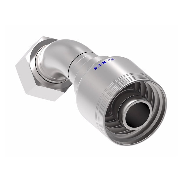 6SA20FRA20 Aeroquip by Danfoss | 6 Wire 6S Female ORS Swivel 45° Elbow (FRA) Crimp Fitting | -20 Female O-Ring Face Seal Swivel x -20 Hose Barb | Steel