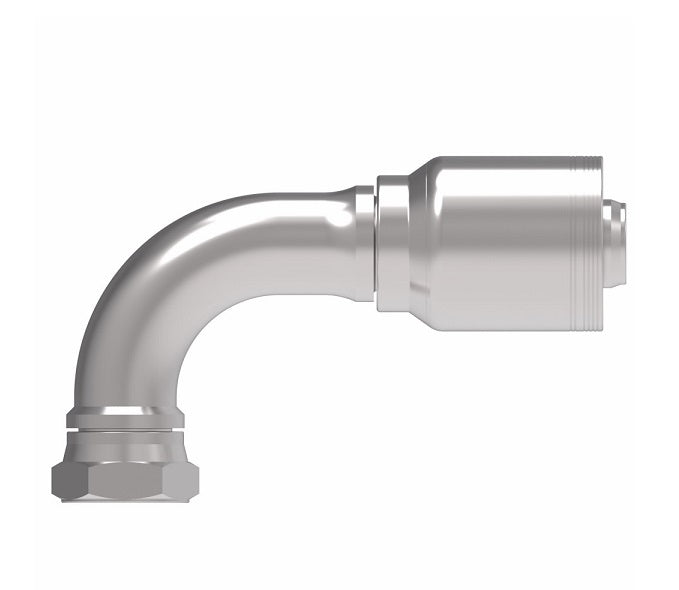 6S24BFB24 Aeroquip by Danfoss | 6 Wire 6S Female BSPP Swivel 60° Cone Seat 90° Elbow (BFB) Crimp Fitting | -24 Female BSPP Swivel x -24 Hose Barb | Steel