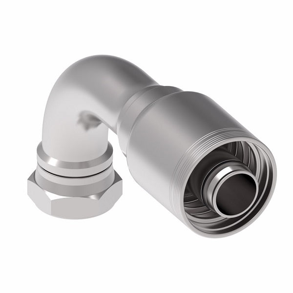 6S24BFB24 Aeroquip by Danfoss | 6 Wire 6S Female BSPP Swivel 60° Cone Seat 90° Elbow (BFB) Crimp Fitting | -24 Female BSPP Swivel x -24 Hose Barb | Steel